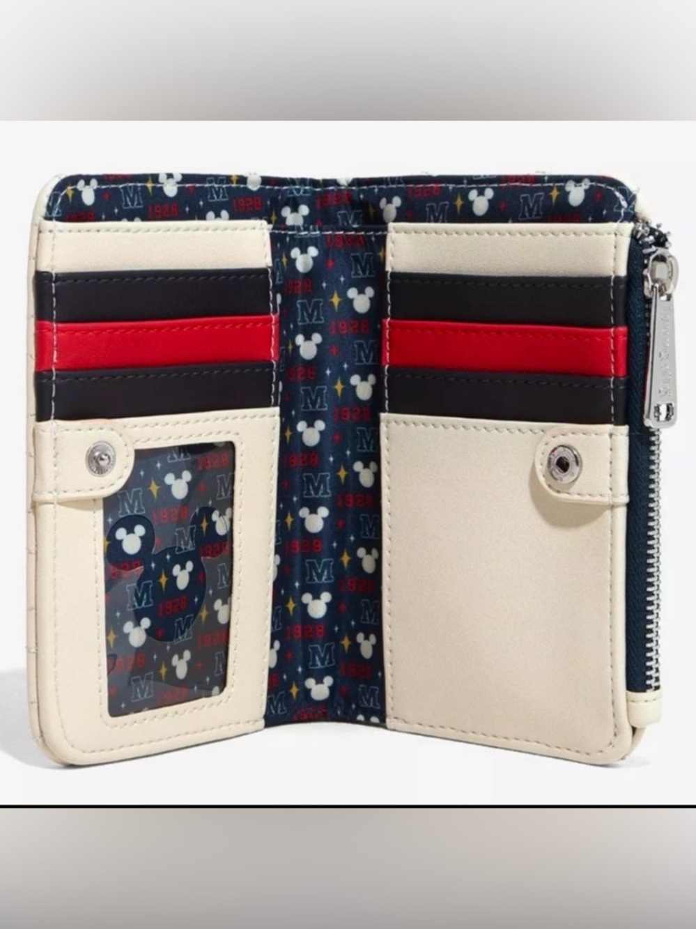 Loungefly Cream Wallet with Red & Black Mickey Patch - Picture 3 of 5